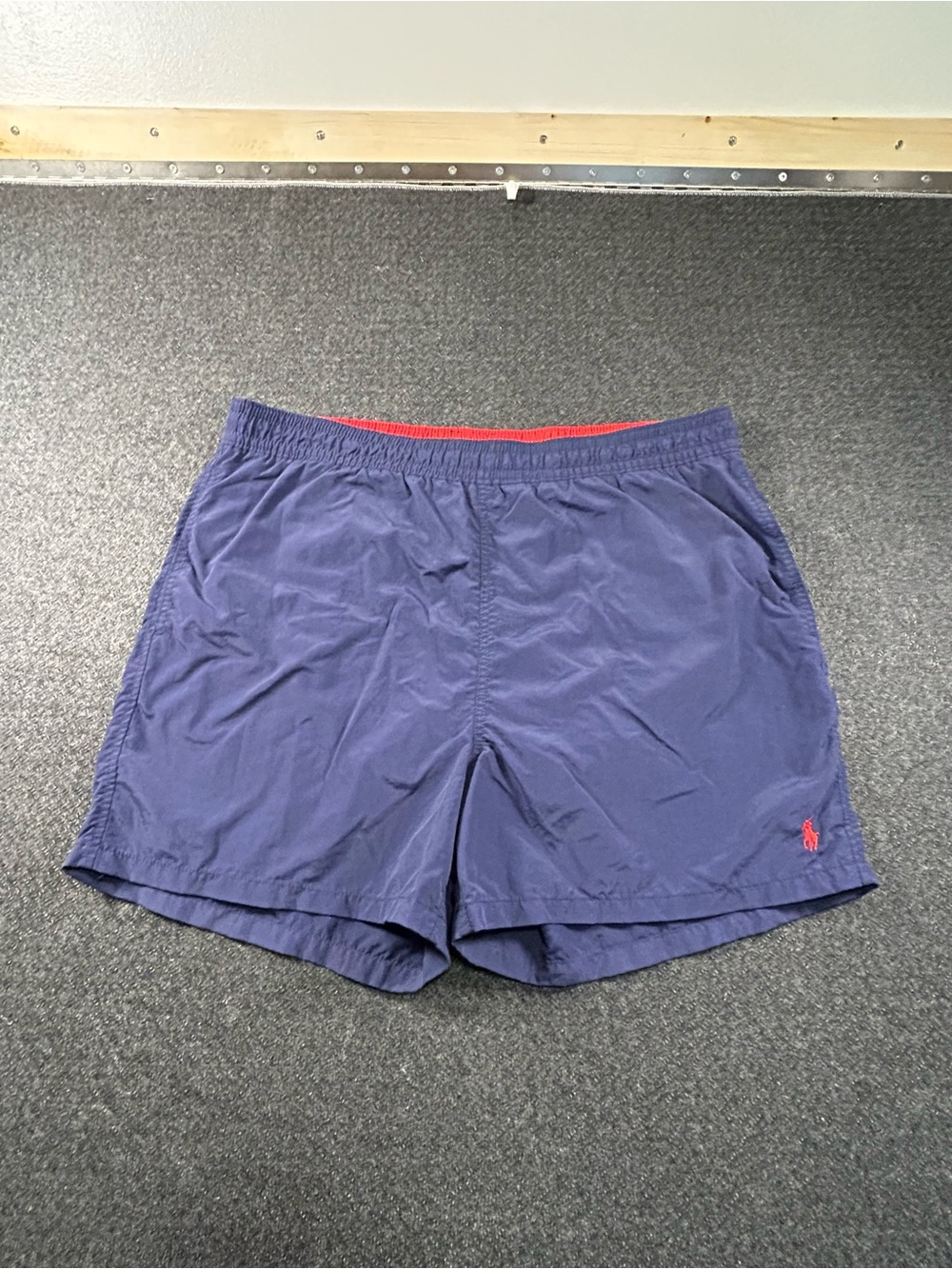 Vtg Polo Ralph Lauren Vintage Swim Trunks Men's Navy Blue Red Pony Size XL EUC